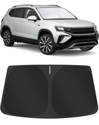TINGLU Sun Shade for Volkswagen VW Taos 2022 2023 2024 2025 2026 Accessories Windshield Sun Shade Window Shade UV Rays Protection Sun Visor Cover with Steering Wheel Sunshade Storage Bag