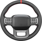 MEWANT Steering Wheel Cover for Ford F-150 2021-2023 / F-150 Lightning 2022-2023 Hand-Stitched Microfiber Leather Steering Wrap