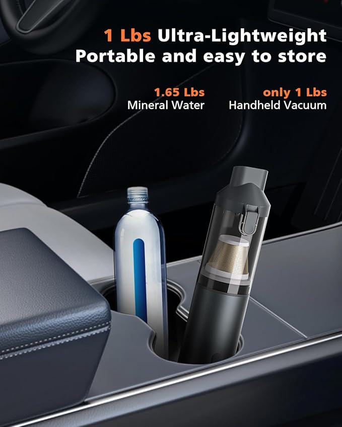 Car Vacuum Portable with 16000Pa Powerful Suction, Handheld Vacuum Cordless Rechargeable Blow & Suction 4 in 1, Small Vacuum 