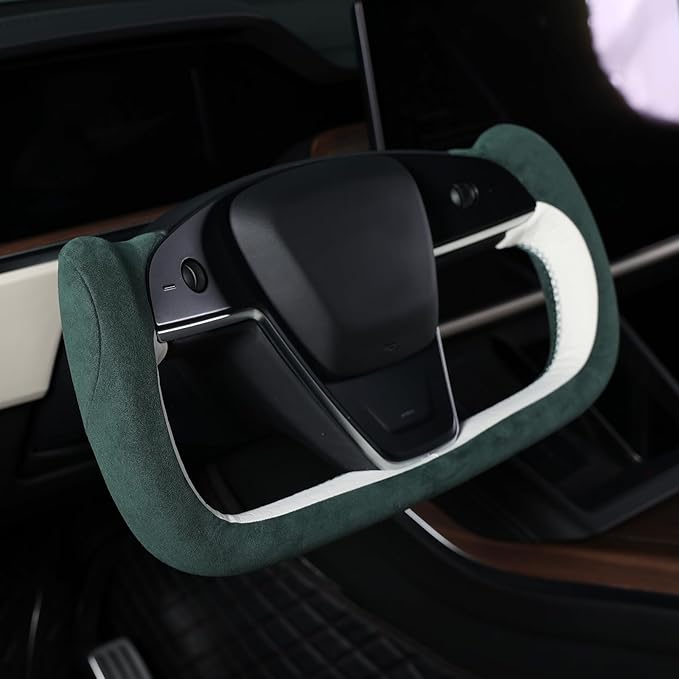 MEWANT Hand Stitched Tesla Model S Yoke Steering Wheel Cover Wrap for Tesla Model S 2021-2023 / Model X 2021-2023 Tesla Yoke Steering Wheel Accessories(3D Style)