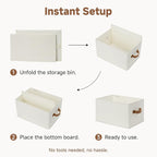 StorageWorks Closet Organizers and Storage Bins, Foldable Shelf Baskets, Clothes Storage Basket for Organization, Ivory White