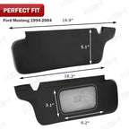 KBH Sun Visor Cover Protector for Ford Mustang 1994 1995 1996 1997 1998 1999 2000 2001 2002 2003 2004, Vinyl Leather, Left & Right Side, Anti-Scratch, Black-Gray Stitch