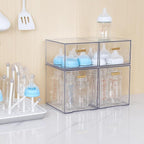 LALOBLUE Clear Stackable Drawer Organizer, 4 Pack Acrylic Storage Drawers with Pull-Out Design, Space-Saving Organizer for Ba