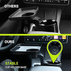 SodaRide Car Cup Holder Tray -Expander- 3 in 1 Detachable Food Table Tray with Solid Base - Road Trip Essentials Accessories 