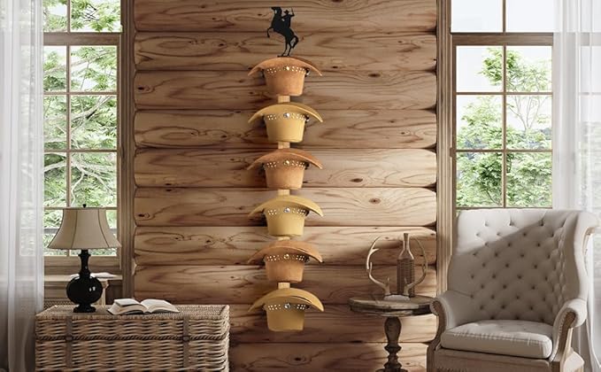 Cowboy Hat Rack for Wall – 3-Piece Wooden & Metal Western Hat Holder, Rustic Rider Sign Decor, Holds up to 6 Hats, Wall Mount