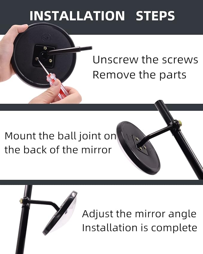 Convex Mirror, Blind Spot Mirror, Anti-Shake Side Rearview, Easy-Install Round Mirrors with Arm Assembly For Lorry Truck Trailer Bus And All Large Vehicles, 1PCS