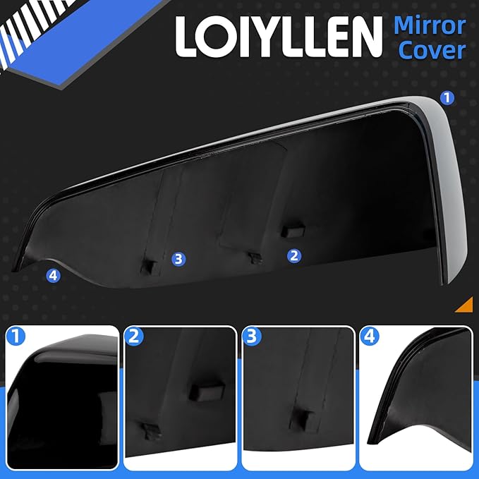Driver Side Mirror Cover Replacement for Chevrolet Equinox 2018 2019 2020 2021 2022 2023, for GMC Terrain 2018-2023 - Left Side Mirror Covers, Rear View Mirror Cap Accessories Black