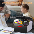 25 Pockets Accordion File Organizer with Handle, Expanding File Folders,Important Papers Document Organizer,Expandable,Durabl