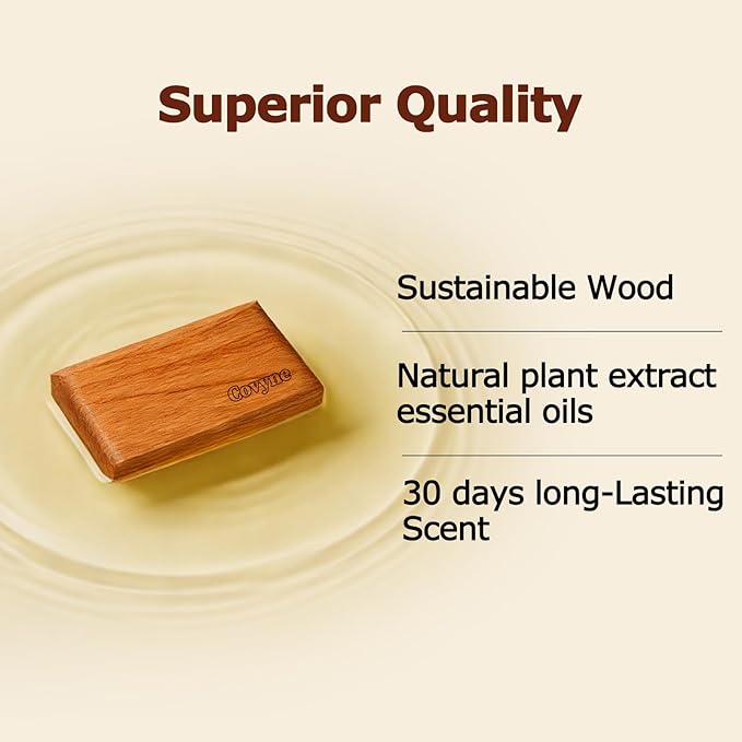 Car Air Freshener - Wood Air Freshener, Car Odor Absorber & Purifier, All Natural Plant Essential Oils,Long Lasting Scent, Pa