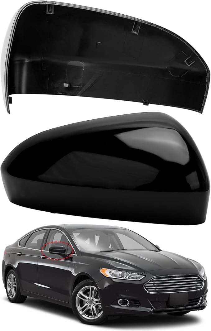 Passenger Side Mirror Cover Replacement for Ford Fusion 2013 2014 2015 2016 2017 2018 2019 2020 2021 2022 - Right Side Mirror Covers, Rear View Mirrors Cap Accessories Without Lamp, Black