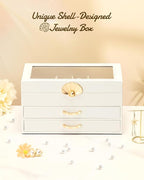 Enthralite Jewelry Box with 2 Drawers: Display Organizer for Earrings Necklaces - Gift for Girls Women (White)