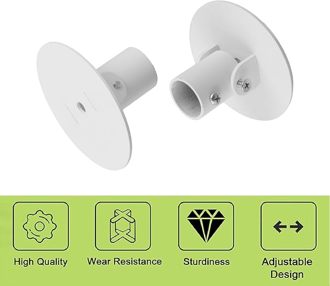 Shower Curtain Rod Bracket, 4Pcs 26mm Inner Diameter Titanium Steel Shower Curtain Rod Single Swivel Flange Curtain Rod Wall-
