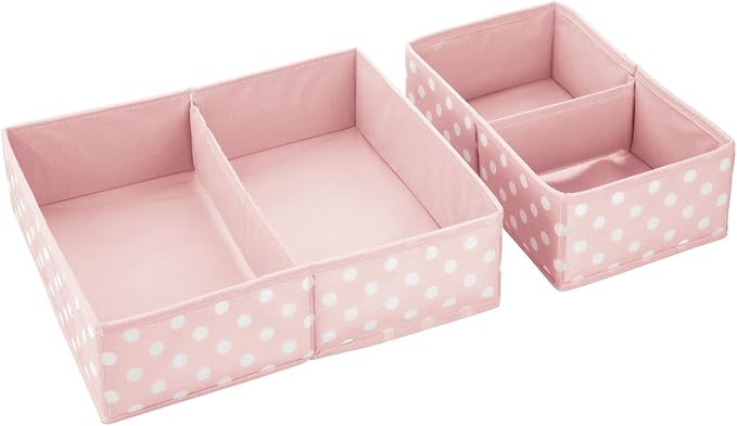 mDesign Fabric Drawer Organizer Bins, Kids/Baby Nursery Dresser, Closet, Shelf, Playroom Organization, Hold Clothes, Toys, Di