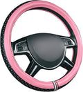 CAR-GRAND Leather Steering Wheel Cover, Double Layers with Piping Stars Design, Universal 14.5-15 Inch Anti-Slip Odorless Car