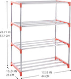 4-Tier Stackable Small Shoe Rack, Lightweight Shoe Shelf Storage Organizer for Entryway, Hallway and Closet (Pink)