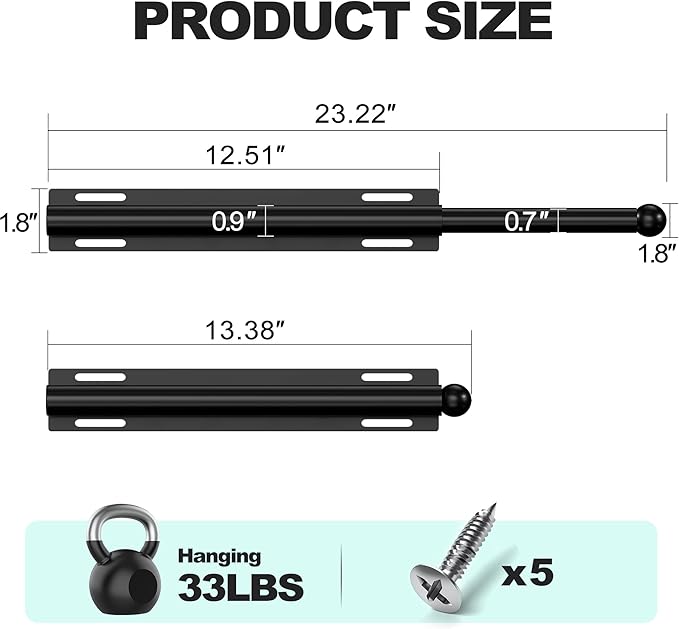 Valet Rod for Closet Retractable, 13.4"-23.2" Pull Out Clothes Hanger Rail, Heavy Duty Alloy Steel Side Mount Wardrobe Bar, A