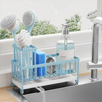 Cisily Sponge Holder for Kitchen Sink, Sink Caddy Organizer with High Brush Holder, Kitchen Countertop Organizers and Storage