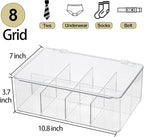 ZEXALOR Clear Tea Bag Organizer, Dresser Organizers Drawer Organzier Storage Container with Removable Dividers, Plastic Stora