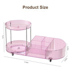 360 Rotating Vanity Makeup Organizer, 2 Small Trays & 5 Compartments for Cosmetics, Skincare, Perfume, Lipstick & Make up Bru