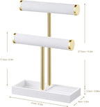bussdis 2 Tier Bracelet Holder Display - Detachable T Bar White Velvet Bracelet Holder, Jewelry Holder Organizer for Bracelet