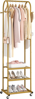 Kaitiemoo Heavy Duty Clothing Rack with Wheels,Modern Garment Rack with 3 Metal Shelves, 71.8Inches Display Rack for Hanging 