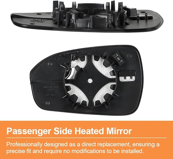 Senzeal Passenger Side Heated Mirror Glass Replacement Convex Mirror with Blind Spot mirror for Ford Fusion 2013 2014 2015 2016 2017 2018 2019 2020 DS7Z17K707B (Right Side)