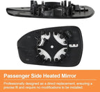 Senzeal Passenger Side Heated Mirror Glass Replacement Convex Mirror with Blind Spot mirror for Ford Fusion 2013 2014 2015 2016 2017 2018 2019 2020 DS7Z17K707B (Right Side)