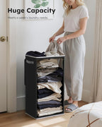 SOLEDI Slim Laundry Hamper with Lid, Narrow Laundry Basket with Removable Bags, Dirty Clothes Hamper with handle, Small Hampe