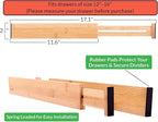 Adjustable Bamboo Drawer Dividers – SMALL SIZE, Expandable 12–16 inch – Spring Loaded Drawer Organizer for Kitchen, Dresser, 