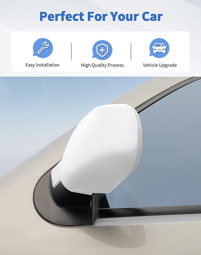 Rear view Mirror Fully Caps Covers Compatible with 2007-2014 Chevy Silverado GMC Sierra Avalanche Tahoe Suburban Yukon Escalade ESV Left Right Side View Mirror Cover Caps, White