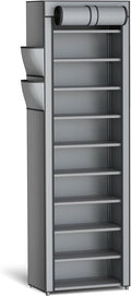 Kitsure Shoe Rack - 10-Tier Large Capacity Shoe Organizer Shelf with Dust Cover & Side Pockets, Rust-Proof Metal Shoe Rack fo