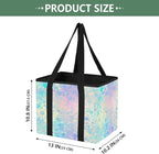 Pastel Rainbow Reusable Grocery Bags Large Shopping Tote Bag with Reinforced Bottom Board, Water Resistant Foldable Storage B