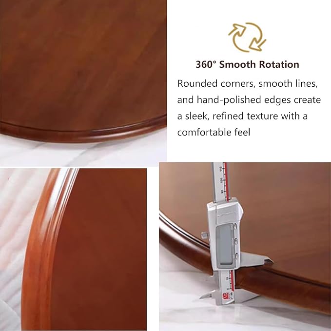 24" Large Wooden Lazy Susan Turntable, Round Rotating Wooden Serving Tray 360° Silent Smooth Rotating Round Serving Tray for 