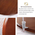 24" Large Wooden Lazy Susan Turntable, Round Rotating Wooden Serving Tray 360° Silent Smooth Rotating Round Serving Tray for 