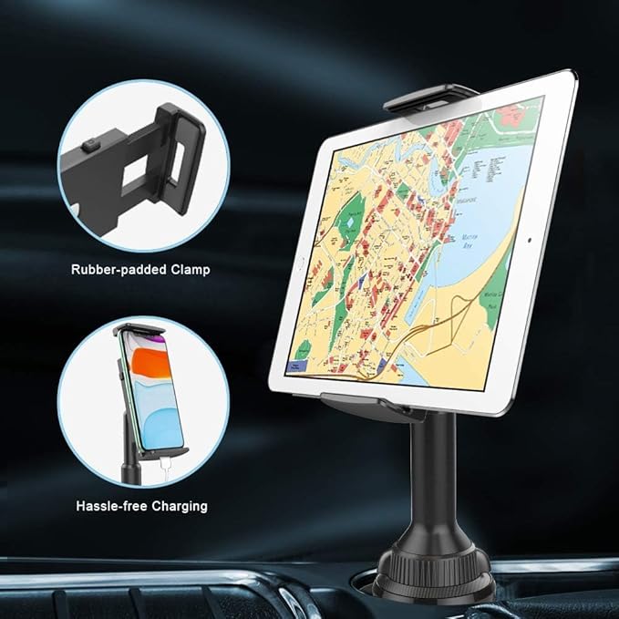 APPS2Car Tablet Holder for Car, Cup Holder Tablet Mount for Truck, Height Adjustable iPad Holder Compatible with 4.7-11" iPad Pro Air Mini, Galaxy Tab, iPhone, Cell Phone