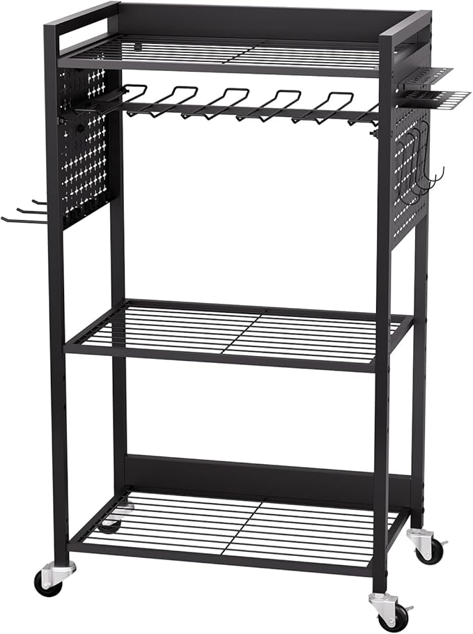 VEVOR 4-Tier Tool Organizer Cart, 150 lbs Load Capacity, Floor Stand Rolling Drill Holder and Stability Storage Rack, Heavy D