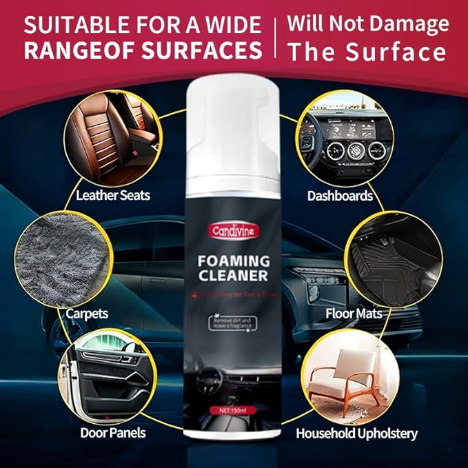 2Pcs Multi-Purpose Foam Cleaner for Car Interior Upholstery Cleaner Foam for Seats,Carpets, Dashboard, Mats, Leather, Vinyl, 