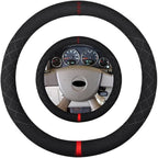 Suede Steering Wheel Cover,Compatible with Jeep Cherokee Grand Cherokee Liberty Wrangler Compass Suede Leather Sport Non-Slip Wheel Cover Car Interior Accessories 15 inch for Man and Women