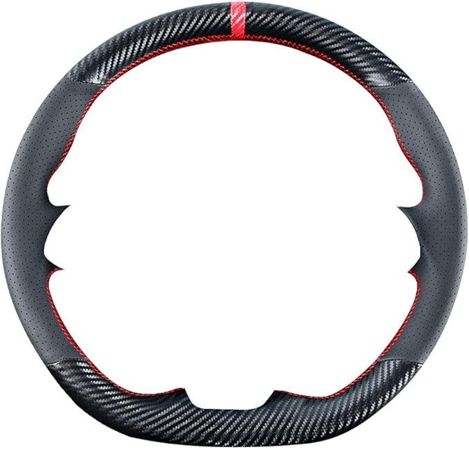 DIY Stitching Carbon Fiber Steering Wheel Cover for Nissan Rogue 2017-2020 / Leaf Kicks 2018-2020 / Altima 2019-2021 / Sentra Versa 2020 2021 15 inches Leather Interior Accessories