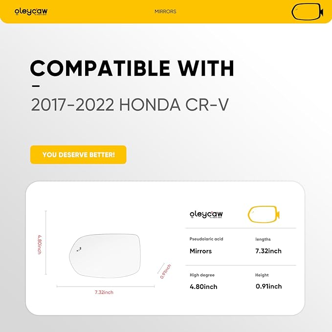 BSD Compatible with Honda CRV Driver Side Mirror, 2017 2018 2019 2020 2021 2022 - Replacement for CR-V Left Side Mirrors with Chuck, Blind Spot, Heated