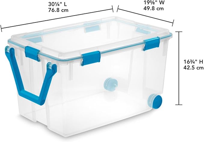 Sterilite 6-Pack Gasket Box, Weather-Resistant Storage Bins with Latching Lids, 120 Quart - Heavy-Duty Organizing Containers 
