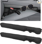 2PCS Leather Car Seat Gap Filler, No-Drop Seat Side Gap Plug Crevice Blocker with Securing Strap, Elastic Filler Block The Gap Between Seats & Console for Truck SUV Sedan (Black)