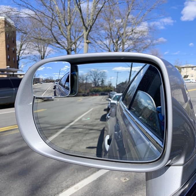 Ampper Blind Spot Mirror Fan Shaped, HD Glass Frameless Stick on Adjustabe Few Convex Wide Angle Rear View Blind Spot Car Mirror for Car Blind Spot, Pack of 4