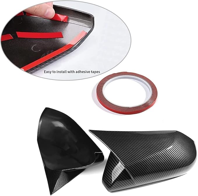 Car Ox Horn Side Rearview Mirror Cover Wing Mirror Protect Decorate Covers Auto Exterior Decoration Accessories for Toyota Camry 2018 2019 2020 2021 2022 2023 2024 2025(Carbon Fiber Color)