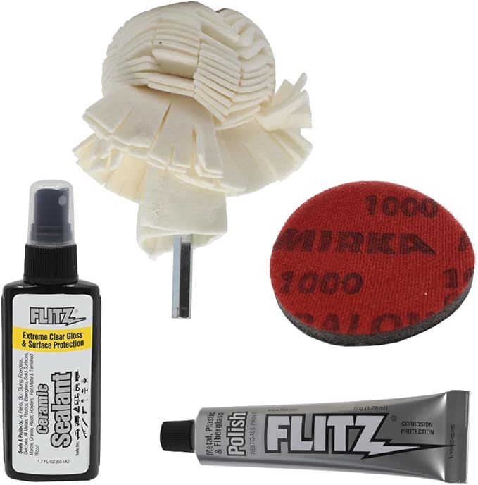 Flitz Car Headlight Restoration Kit - USA-Made Headlight Cleaner and Restorer Kit - Includes 1.7oz Polish, 1.7oz Sealant, 3" 