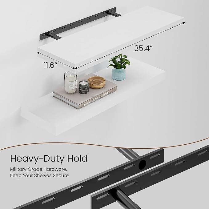 Heimlove 12inch Deep Floating Shelves for Wall, Mounted Shelves 36" W x 12" D x 1.5" H, wall Shelf for Bedroom Living Room Ba