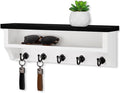 Nekon Key Holder Wall Mount, Wall Organizer Shelf with 5 Key Hooks, Room Decor for Home and Apartment Essentials, Black and W