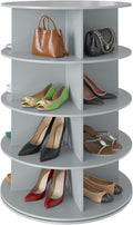 SpaceAid 4 Tier Rotating Shoe Rack Tower, Spinning Shoe Display Lazy Susan, Revolving 360 Shoe Rack Storage Round Carousel, V