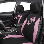 Flying Banner Butterfly car seat Covers ful Set Fashion Universal Lady Woman Female Rear Bench Split Colorized (Pink Black, F