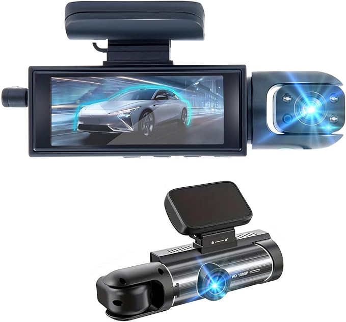 1080P Dash Camera Front and Inside,Dashcams for Cars with IR Night Vision Loop Recording G-Sensor 24Hr Parking (1080 P Front 